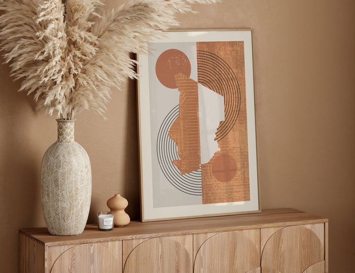 Chad Map Wall Art Print | Boho Mid Century