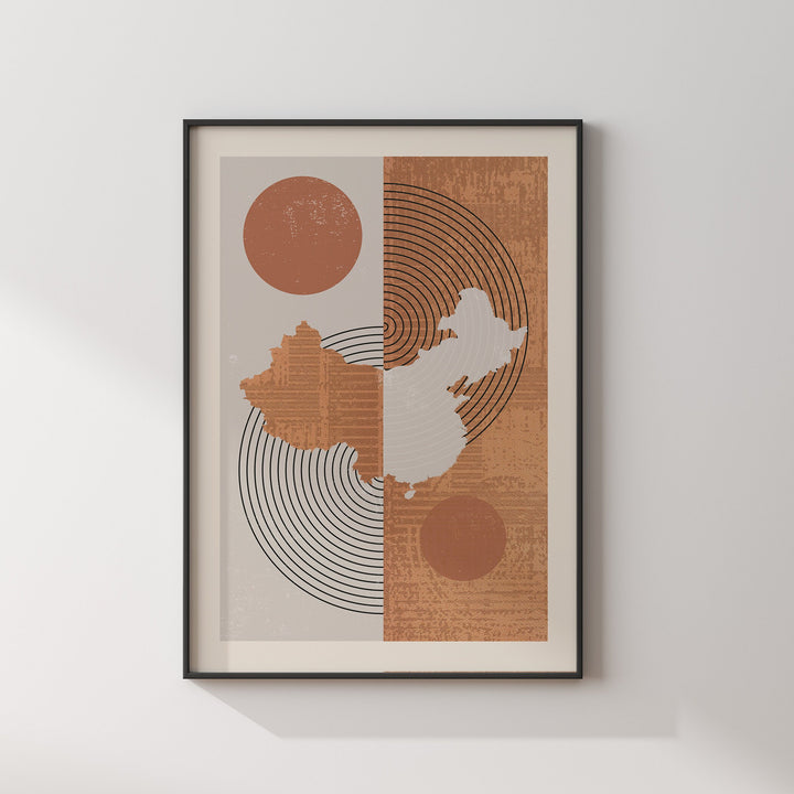 China Map Wall Art Print | Boho Mid Century