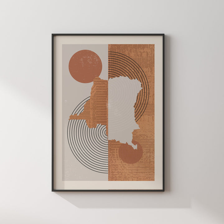 Congo Map Wall Art Print | Boho Mid Century