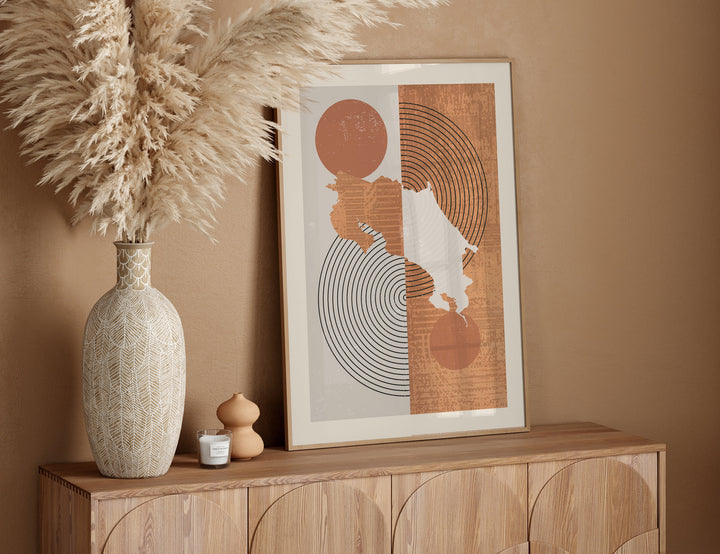 Costa Rica Map Wall Art Print | Boho Mid Century