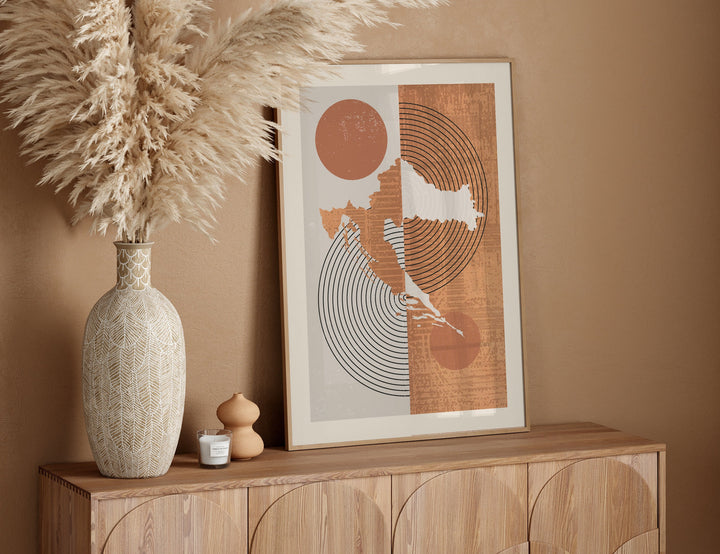 Croatia Map Wall Art Print | Boho Mid Century