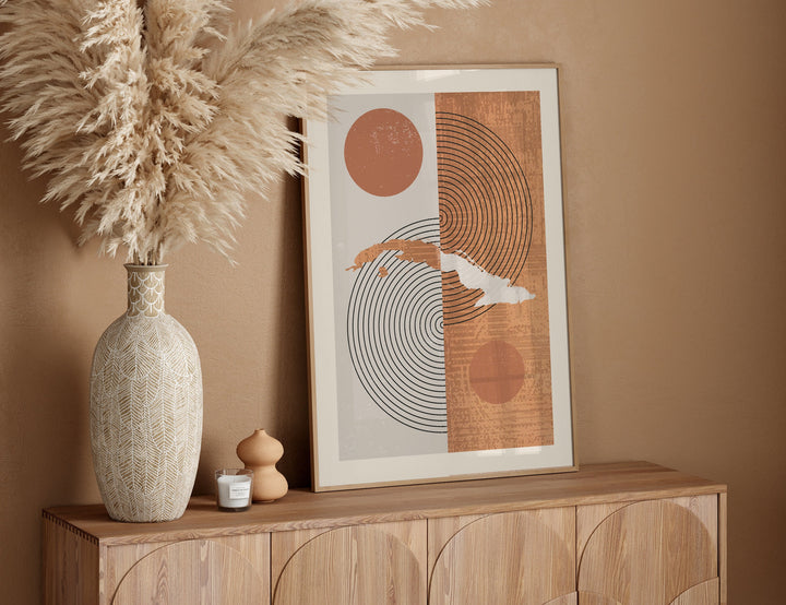 Cuba Map Wall Art Print | Boho Mid Century