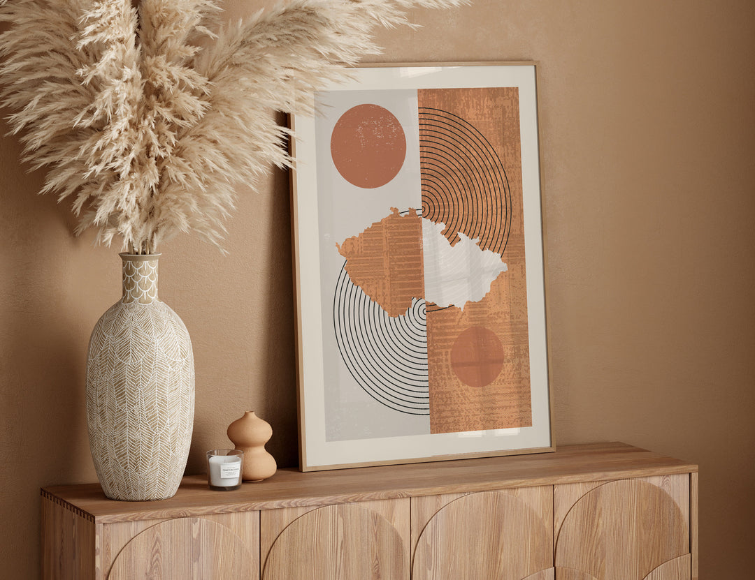 Czech Republic Map Wall Art Print | Boho Mid Century