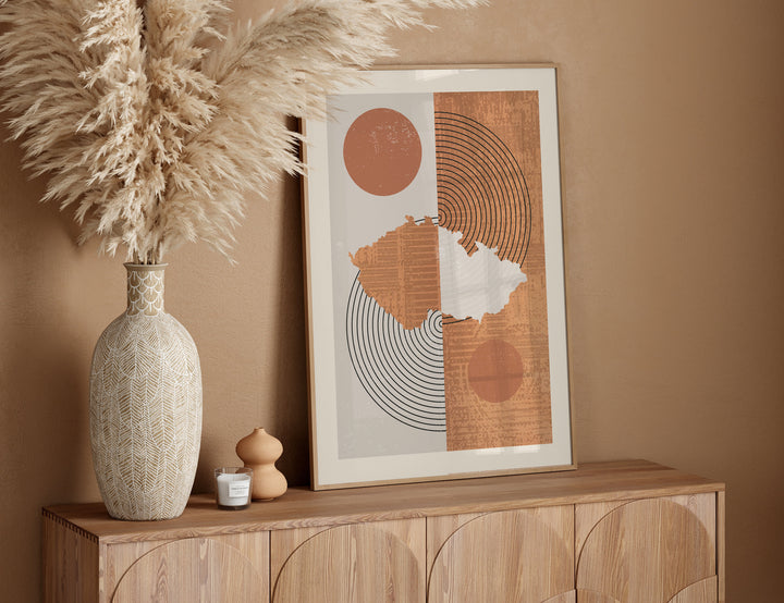 Czech Republic Map Wall Art Print | Boho Mid Century