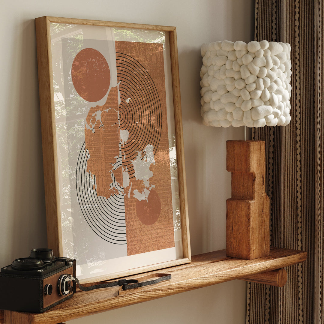 Denmark Map | Boho Mid Century Bangladesh Wall Art Print