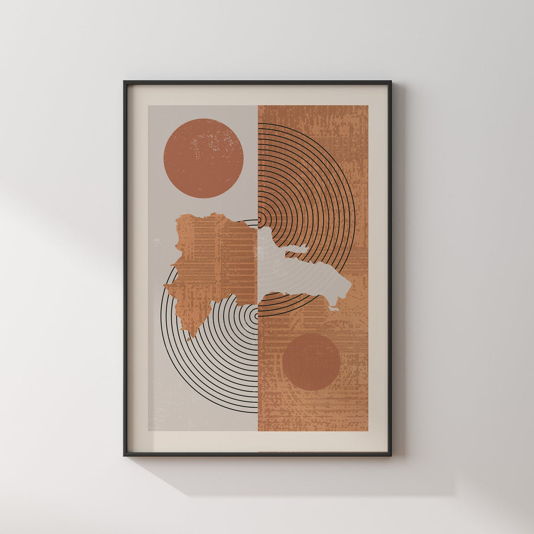 Dominican Republic Map | Boho Mid Century Bangladesh Wall Art Print