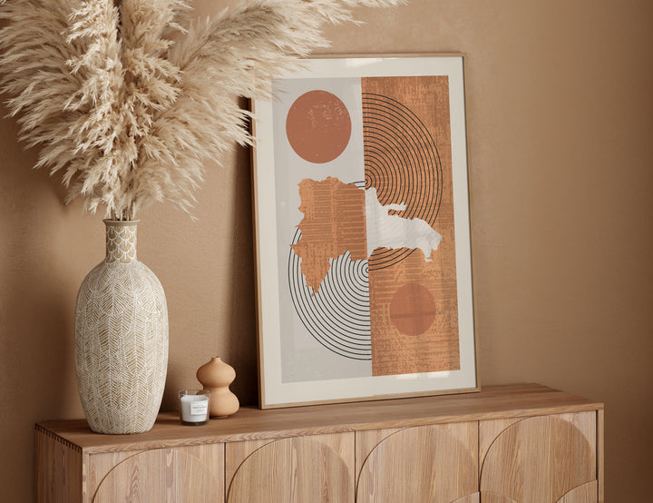 Dominican Republic Map | Boho Mid Century Bangladesh Wall Art Print