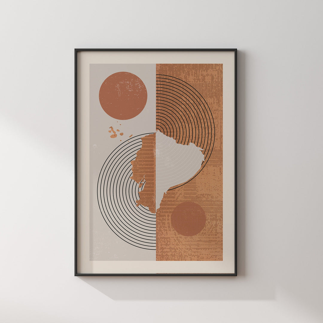 Ecuador Map | Boho Mid Century Bangladesh Wall Art Print