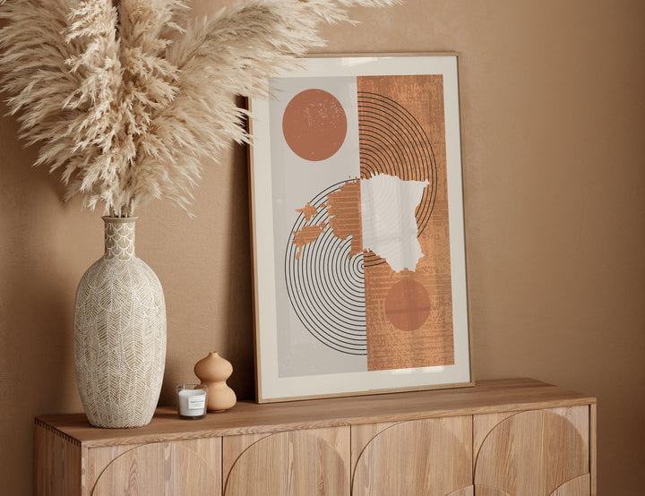 Estonia Map Wall Art Print | Boho Mid Century