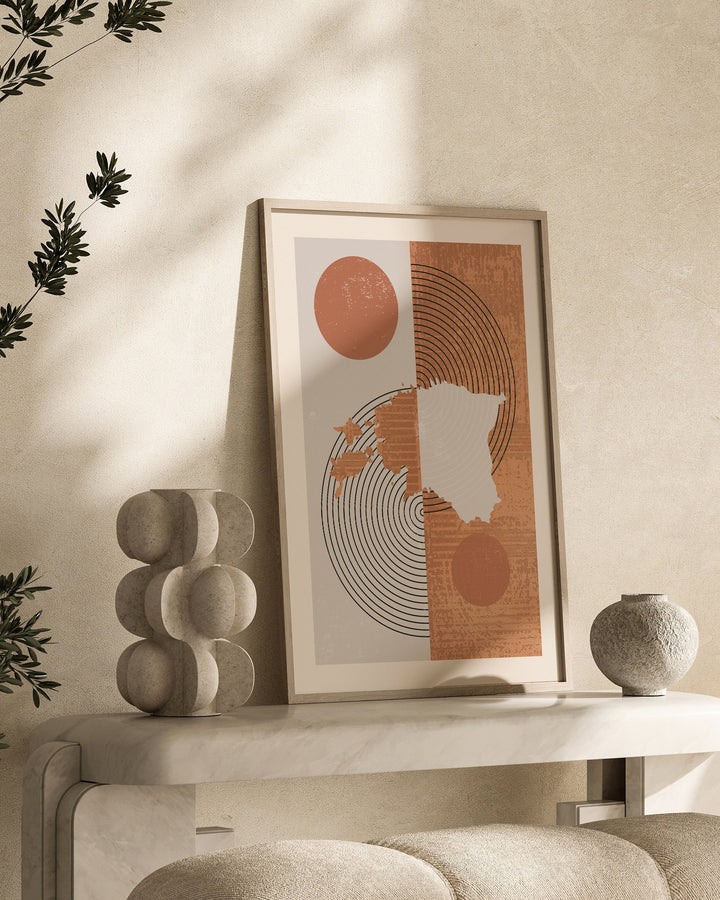 Estonia Map Wall Art Print | Boho Mid Century