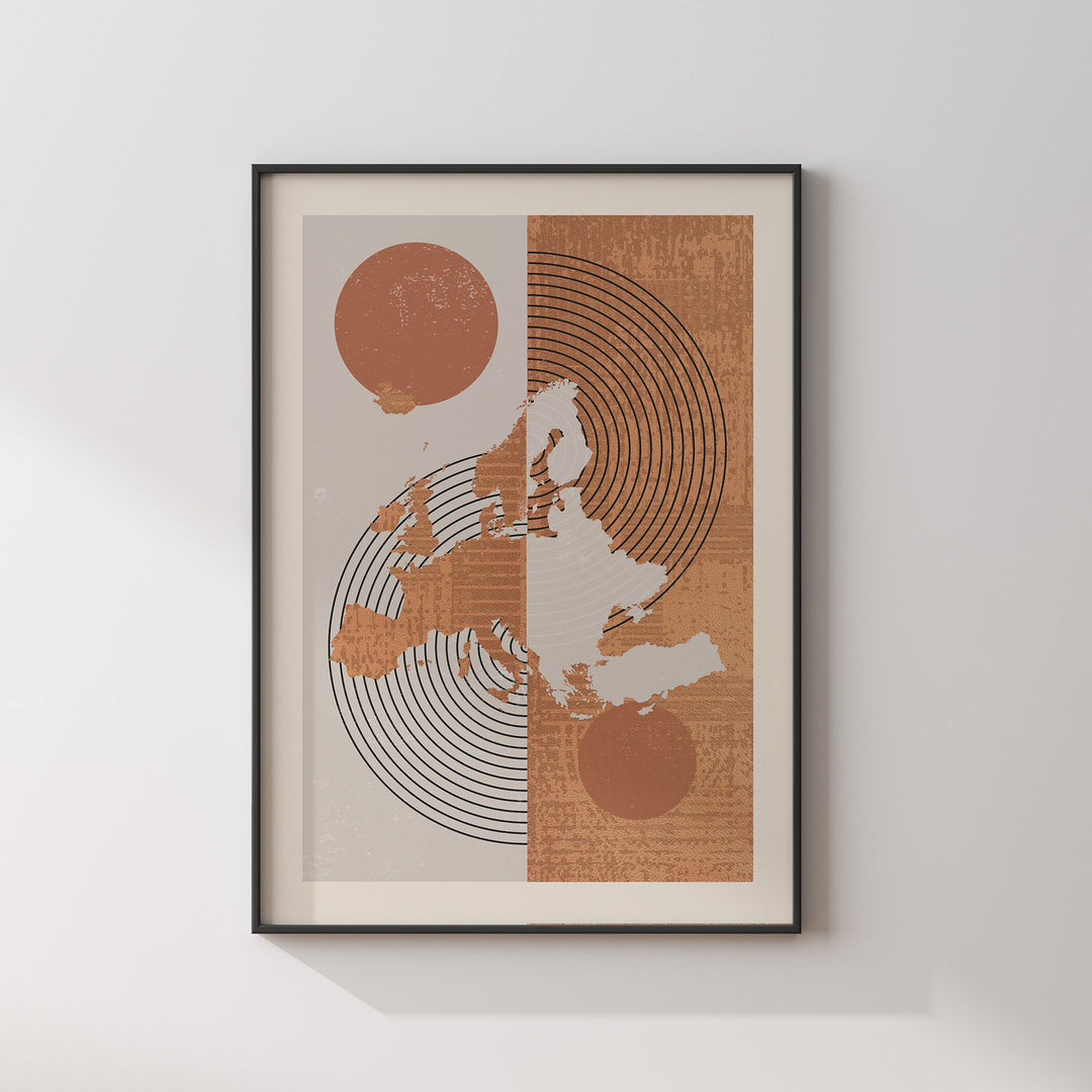 Europe Map Wall Art Print | Boho Mid Century