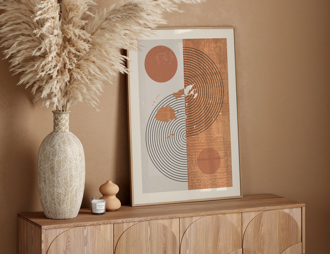 Fiji Map Wall Art Print | Boho Mid Century