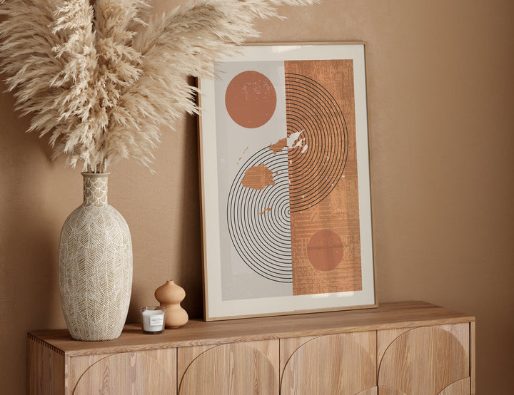Fiji Map Wall Art Print | Boho Mid Century
