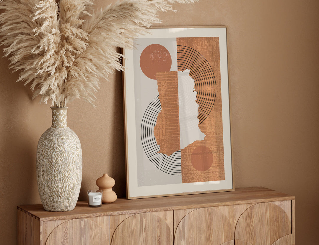 Ghana Map Wall Art Print | Boho Mid Century
