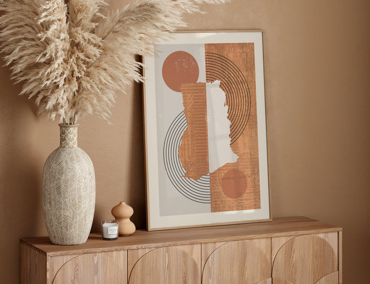Ghana Map Wall Art Print | Boho Mid Century