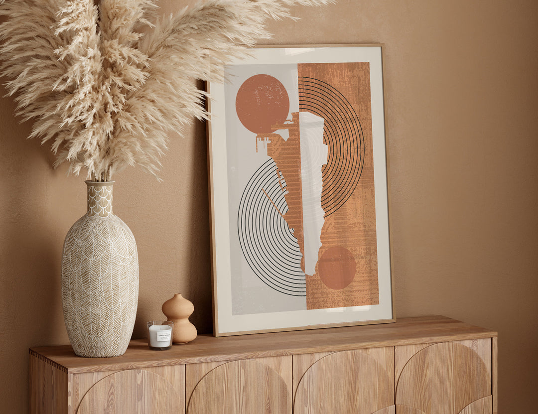 Gibraltar Map Wall Art Print | Boho Mid Century