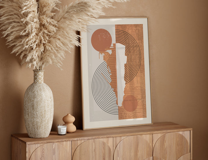 Gibraltar Map Wall Art Print | Boho Mid Century