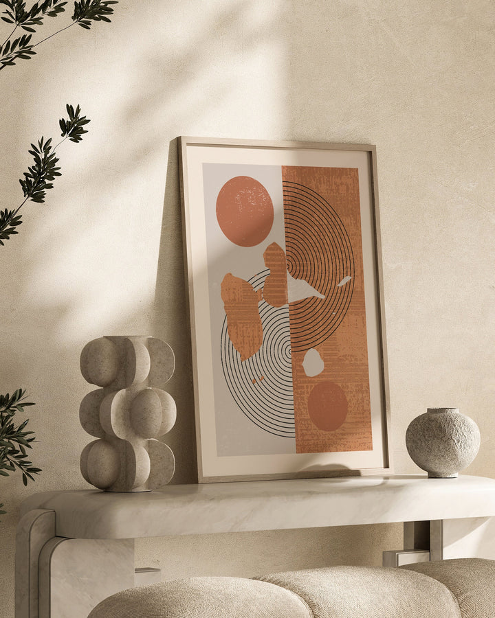 Guadeloupe Map Wall Art Print | Boho Mid Century