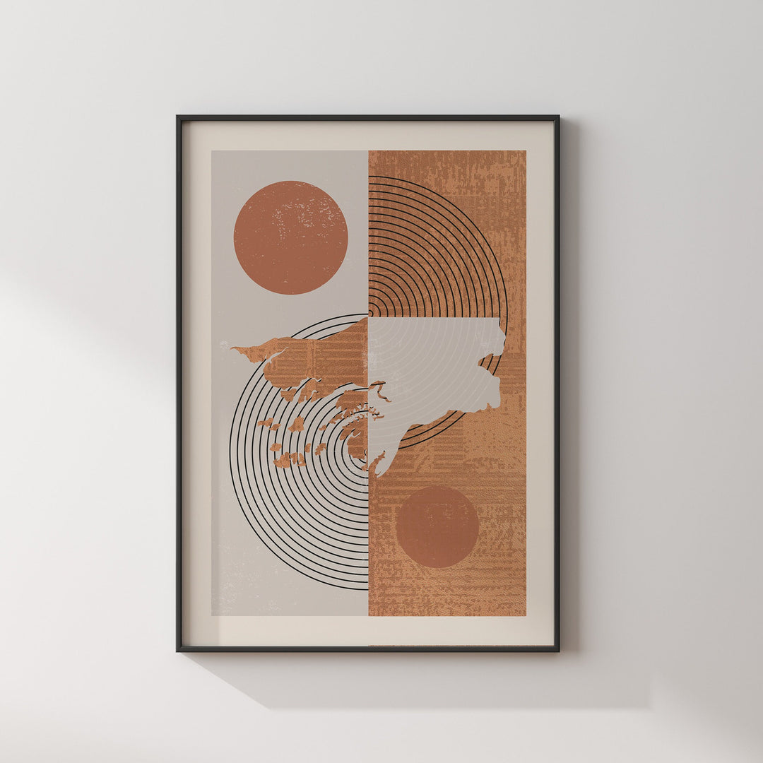 Guinea-Bissau Map Wall Art Print | Boho Mid Century