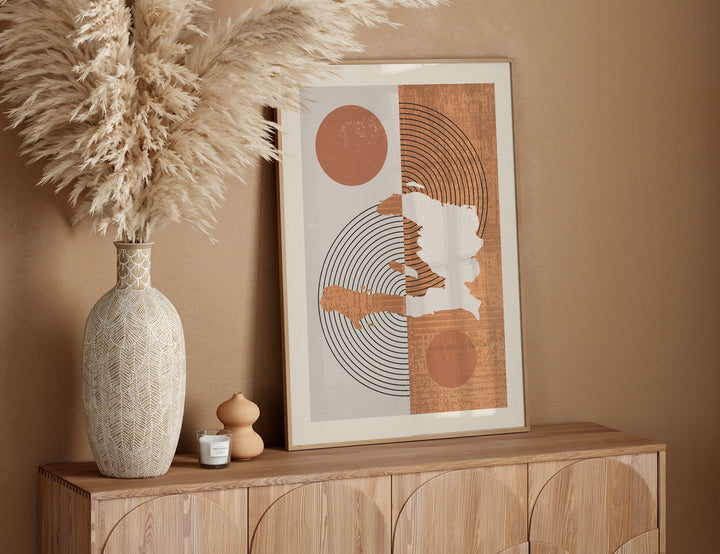 Haiti Map Wall Art Print | Boho Mid Century