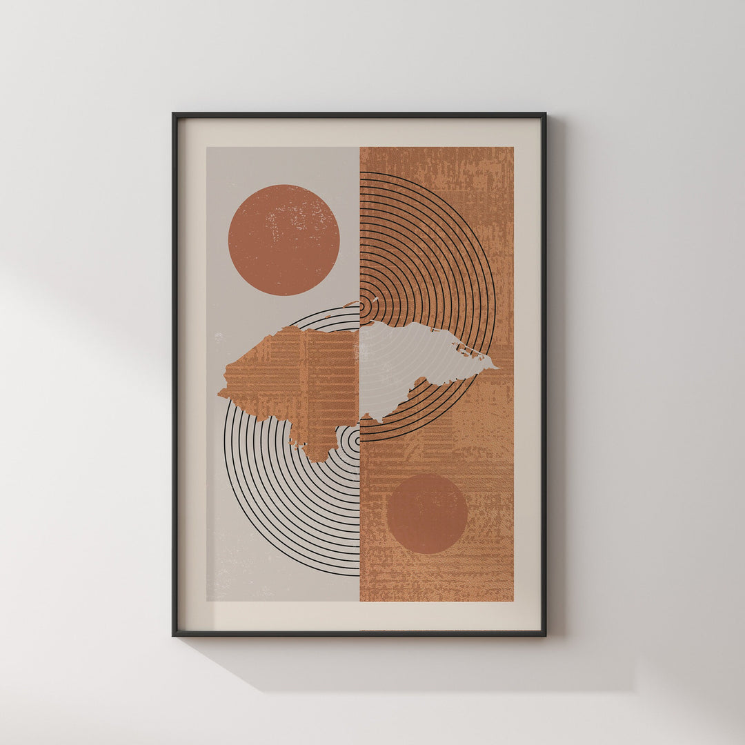 Honduras Map Wall Art Print | Boho Mid Century