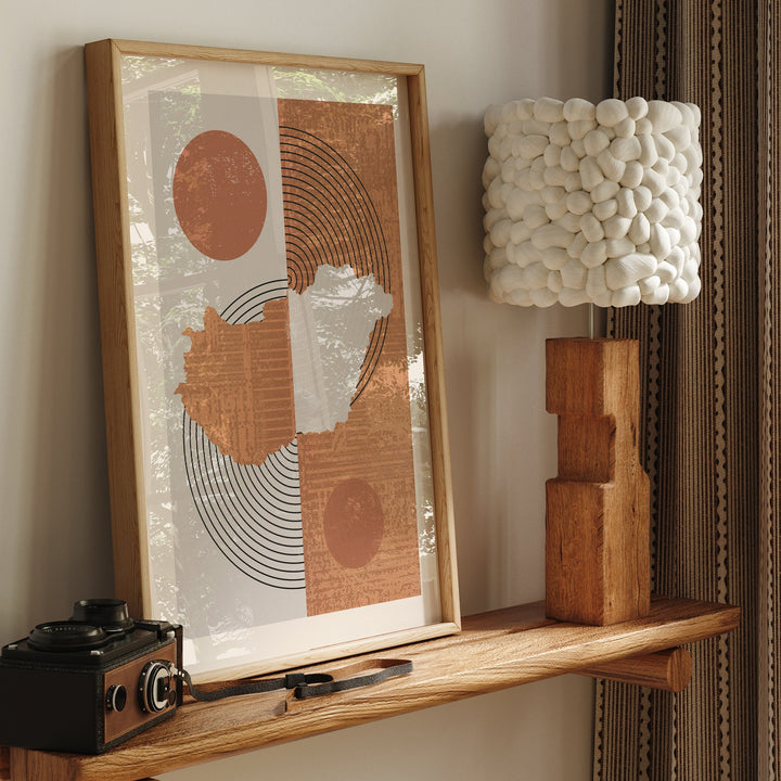 Hungary Map Wall Art Print | Boho Mid Century