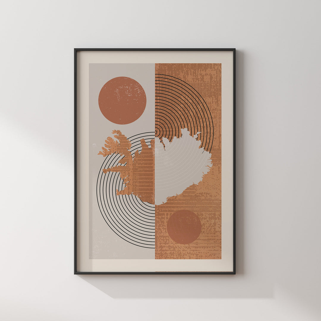Iceland Map Wall Art Print | Boho Mid Century