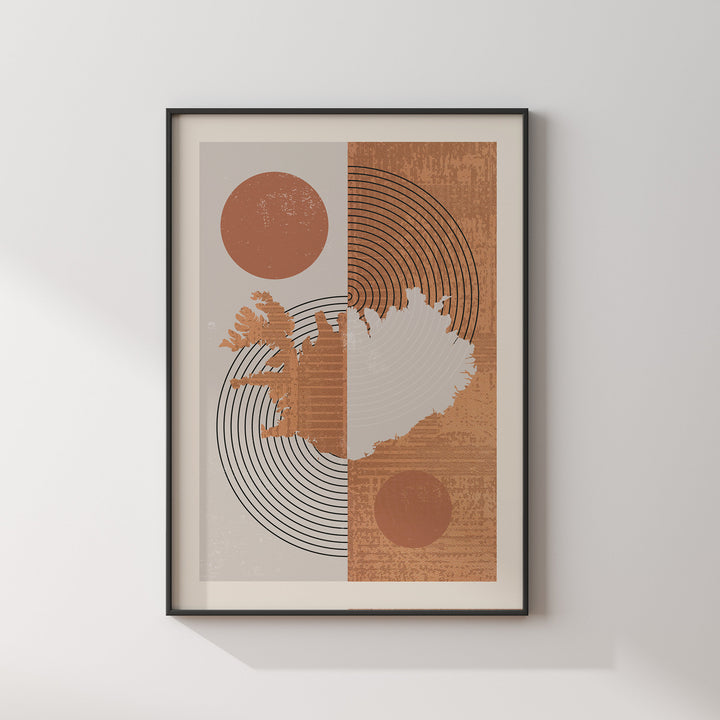 Iceland Map Wall Art Print | Boho Mid Century