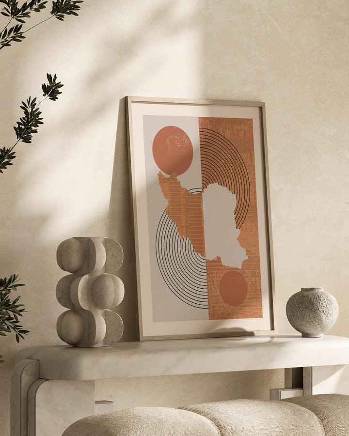 Iran Map Wall Art Print | Boho Mid Century