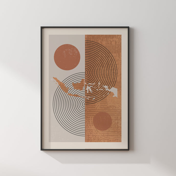 Indonesia Map Wall Art Print | Boho Mid Century