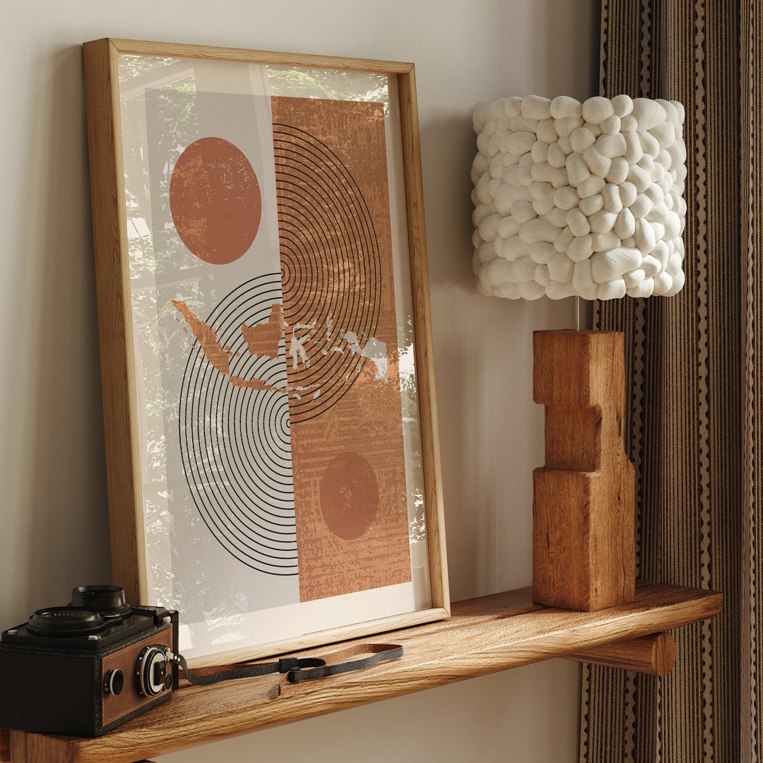 Indonesia Map Wall Art Print | Boho Mid Century