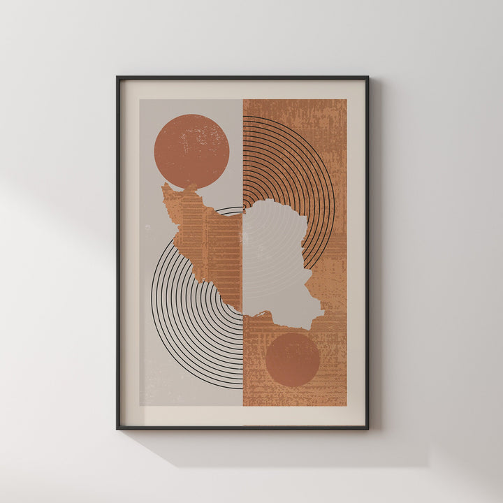 Iran Map Wall Art Print | Boho Mid Century