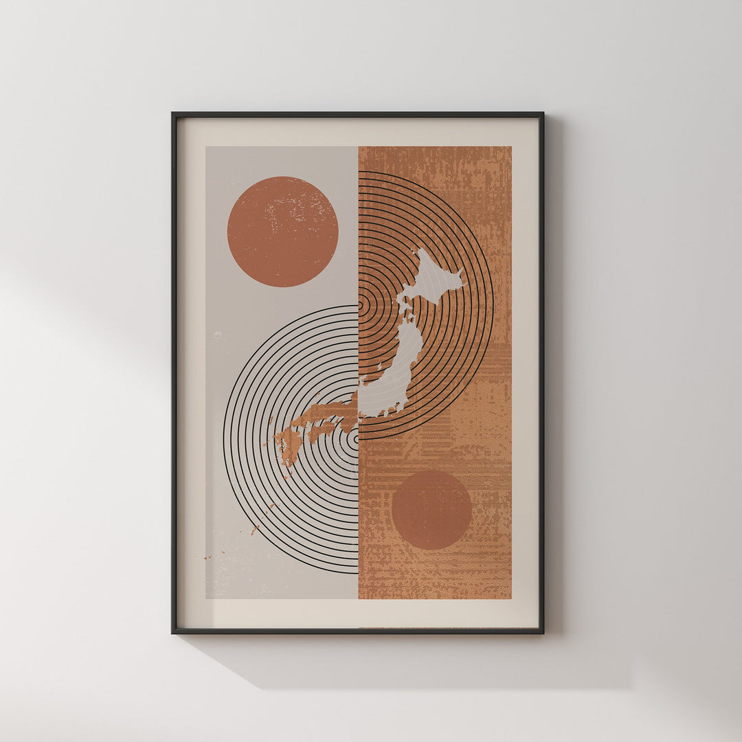 Japan Map Wall Art Print | Boho Mid Century