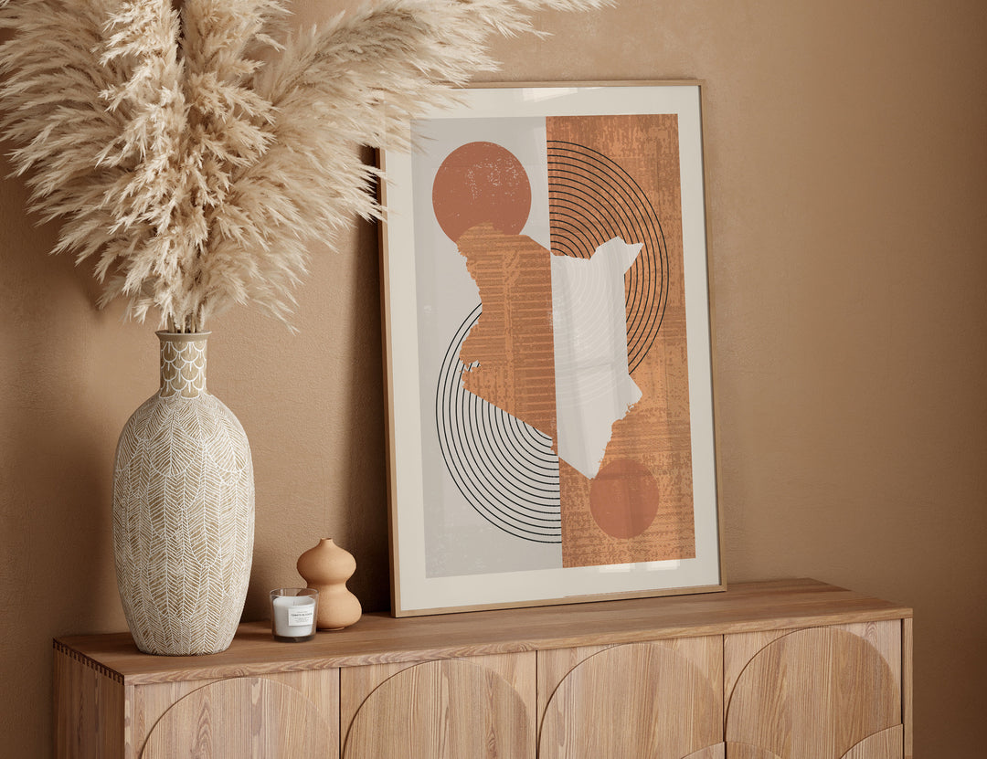 Kenya Map Wall Art Print | Boho Mid Century