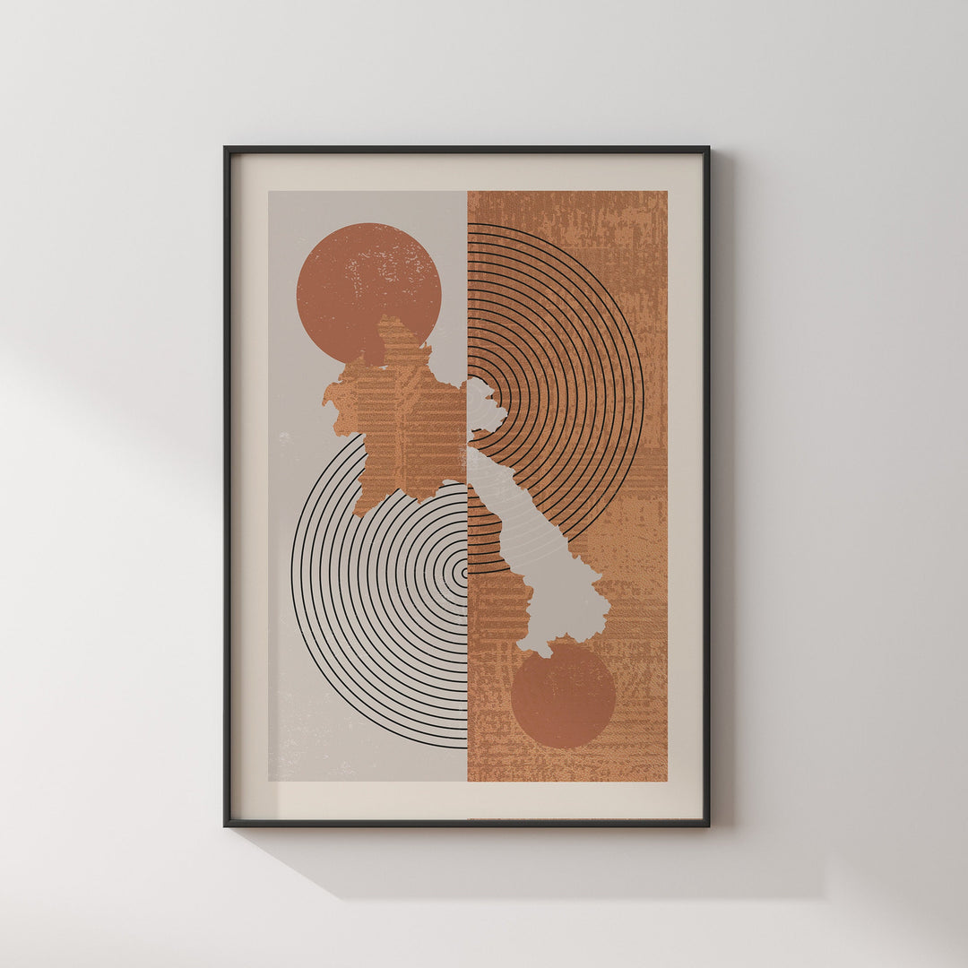 Laos Map Wall Art Print | Boho Mid Century