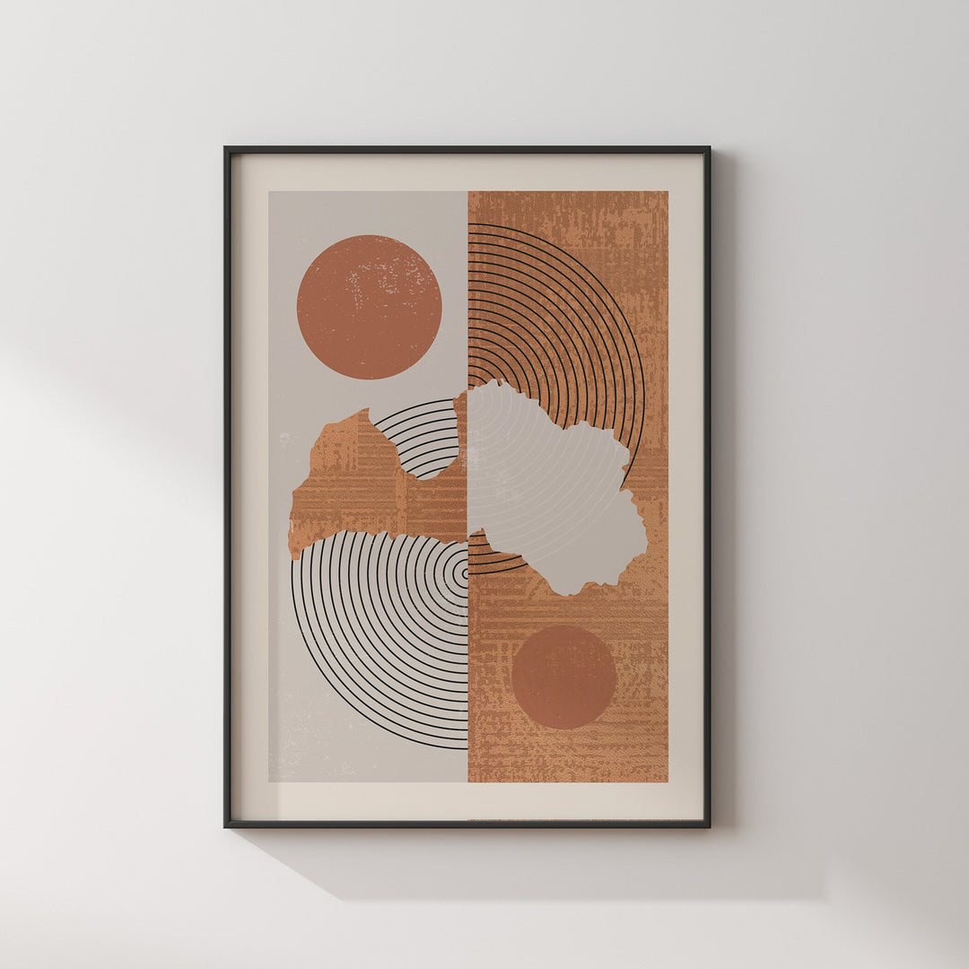 Latvia Map Wall Art Print | Boho Mid Century