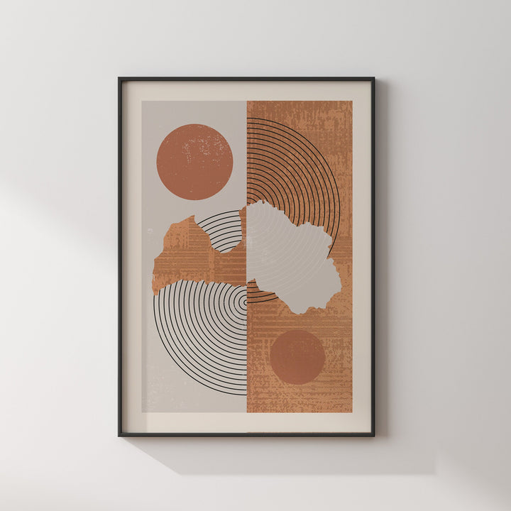 Latvia Map Wall Art Print | Boho Mid Century
