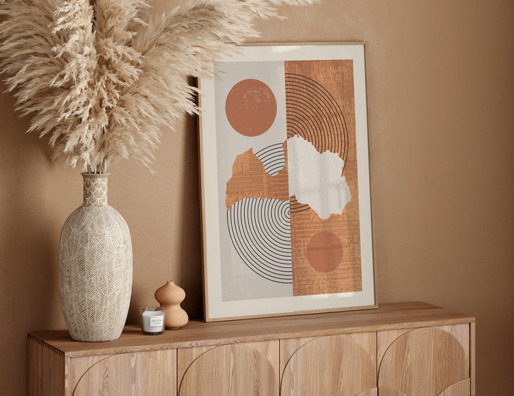 Latvia Map Wall Art Print | Boho Mid Century