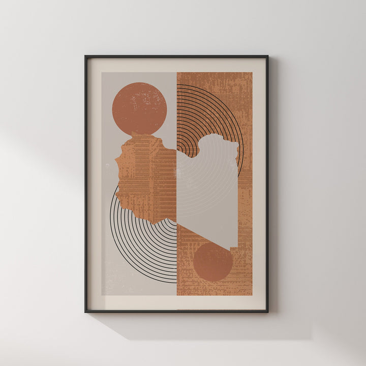 Libya Map Wall Art Print | Boho Mid Century