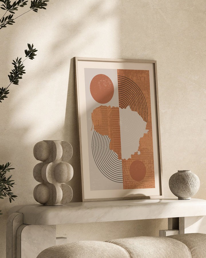 Lithuania Map Wall Art Print | Boho Mid Century