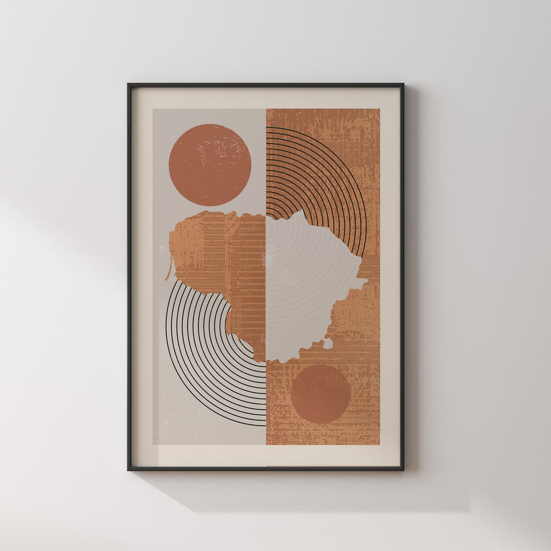 Lithuania Map Wall Art Print | Boho Mid Century