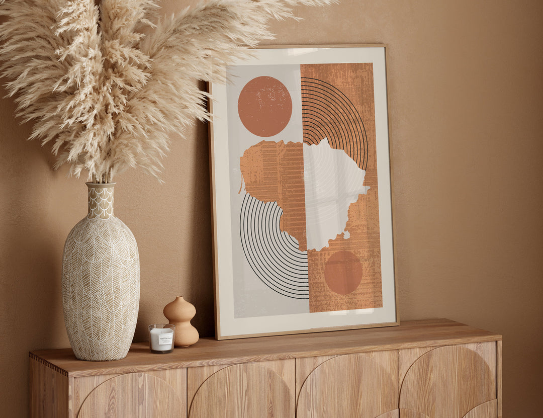 Lithuania Map Wall Art Print | Boho Mid Century