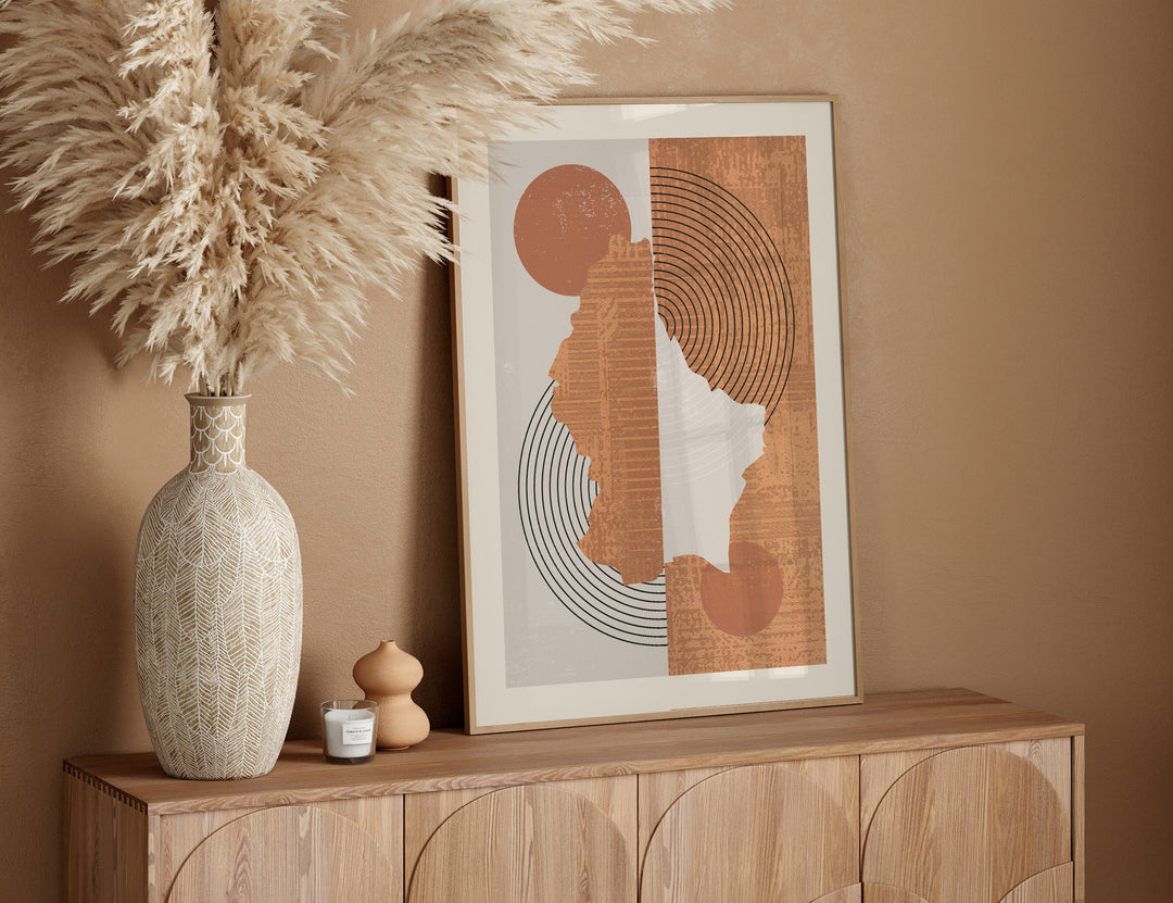 Luxembourg Map Wall Art Print | Boho Mid Century