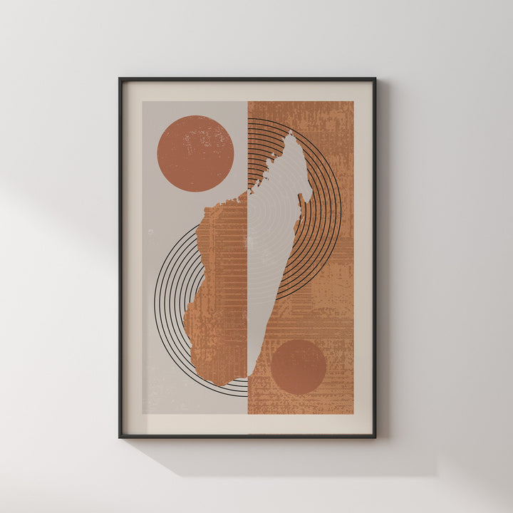 Madagascar Map Wall Art Print | Boho Mid Century