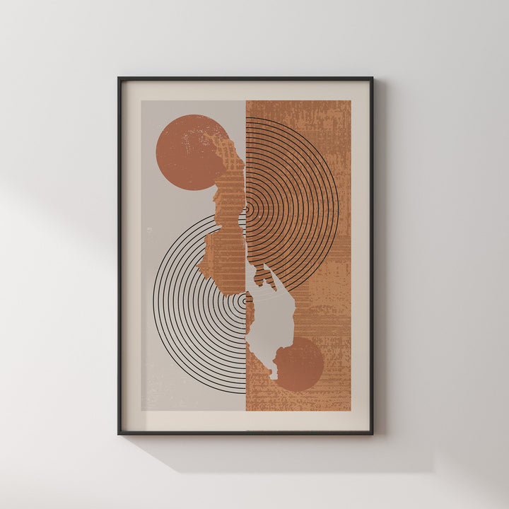 Malawi Map Wall Art Print | Boho Mid Century