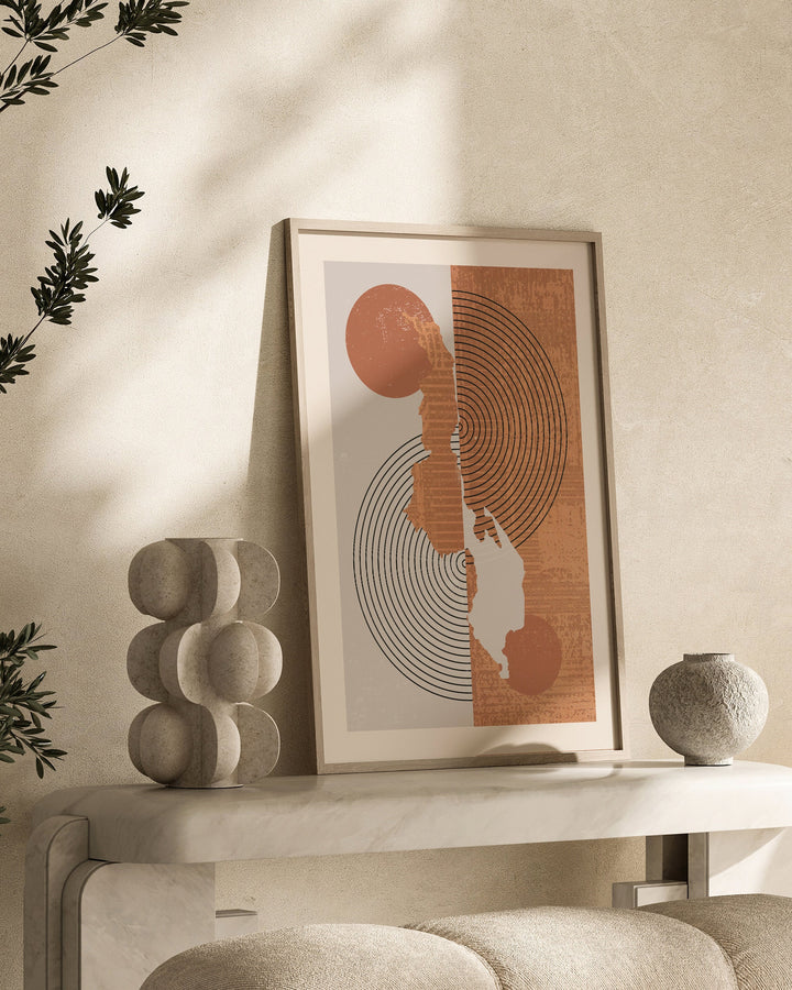 Malawi Map Wall Art Print | Boho Mid Century