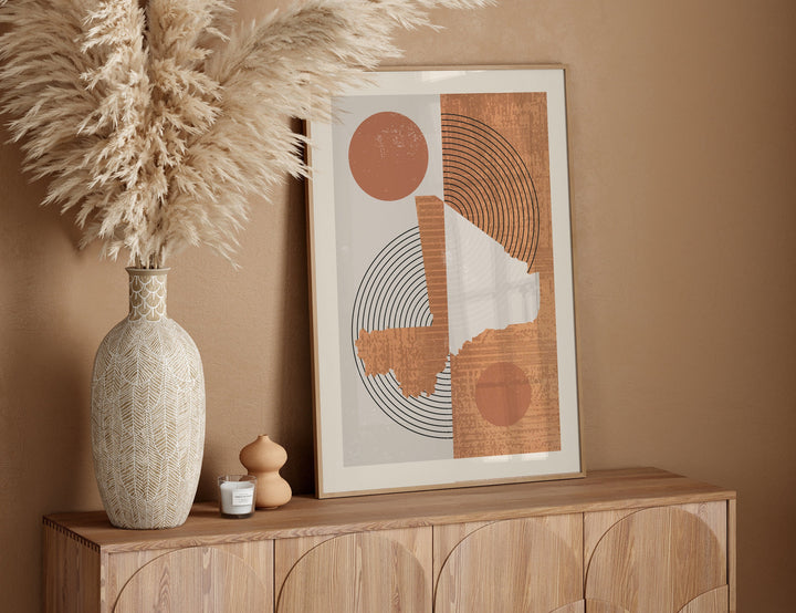 Mali Map Wall Art Print | Boho Mid Century
