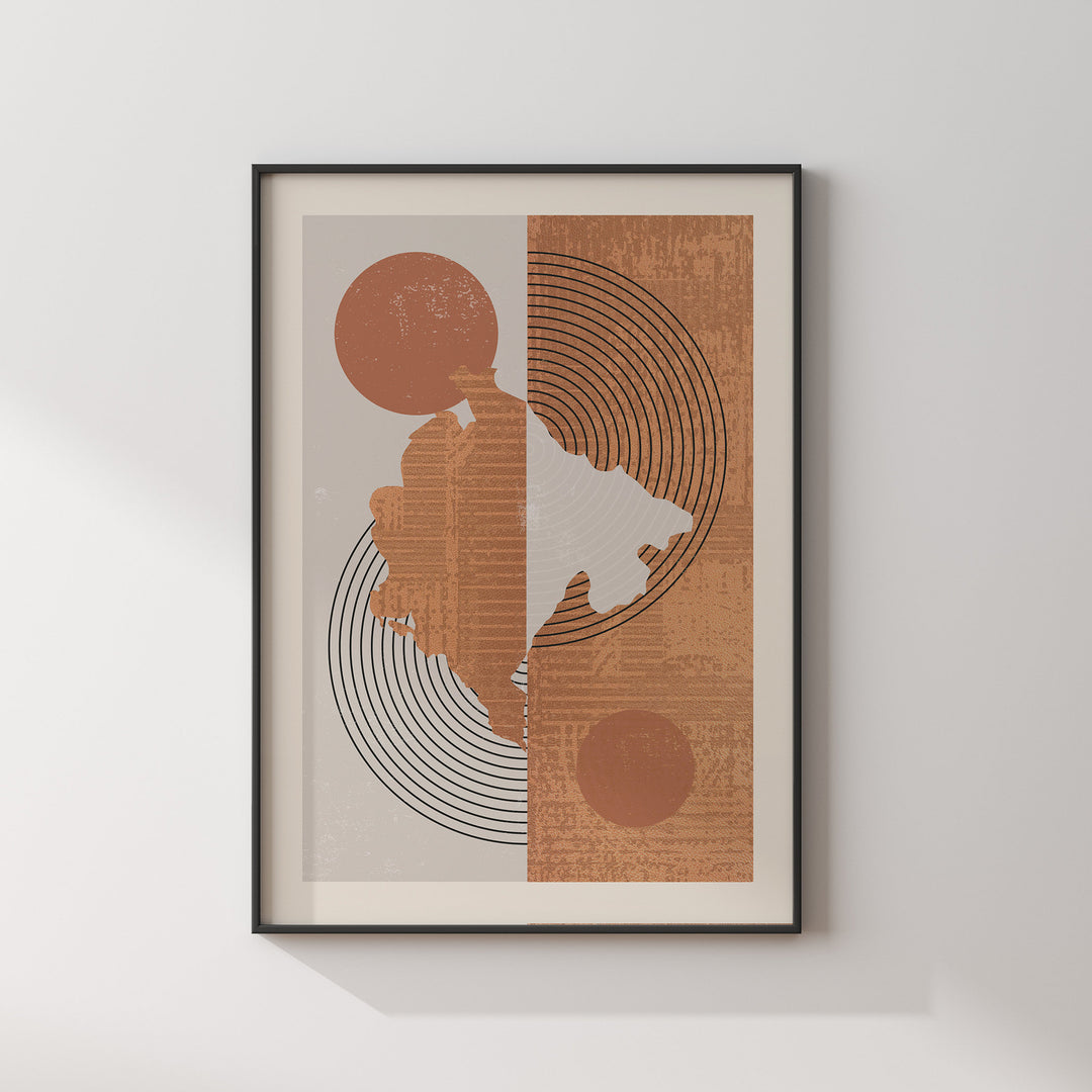 Montenegro Map Wall Art Print | Boho Mid Century