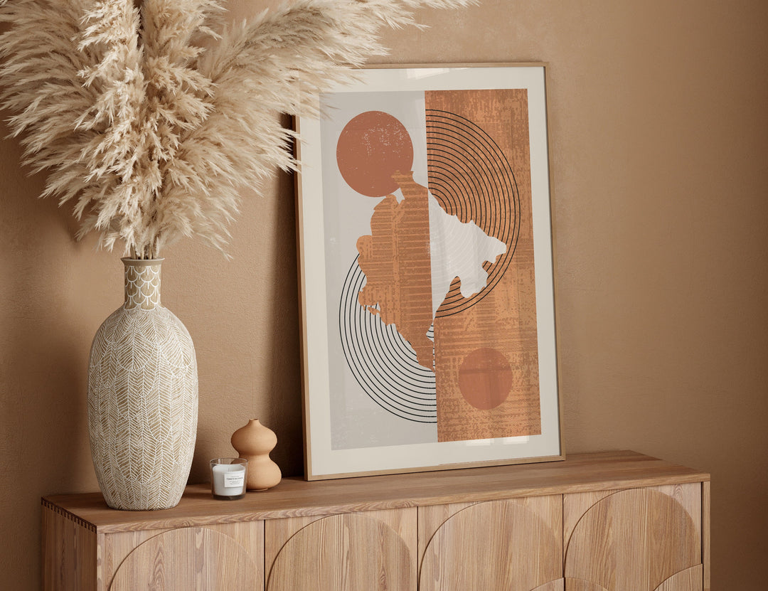 Montenegro Map Wall Art Print | Boho Mid Century