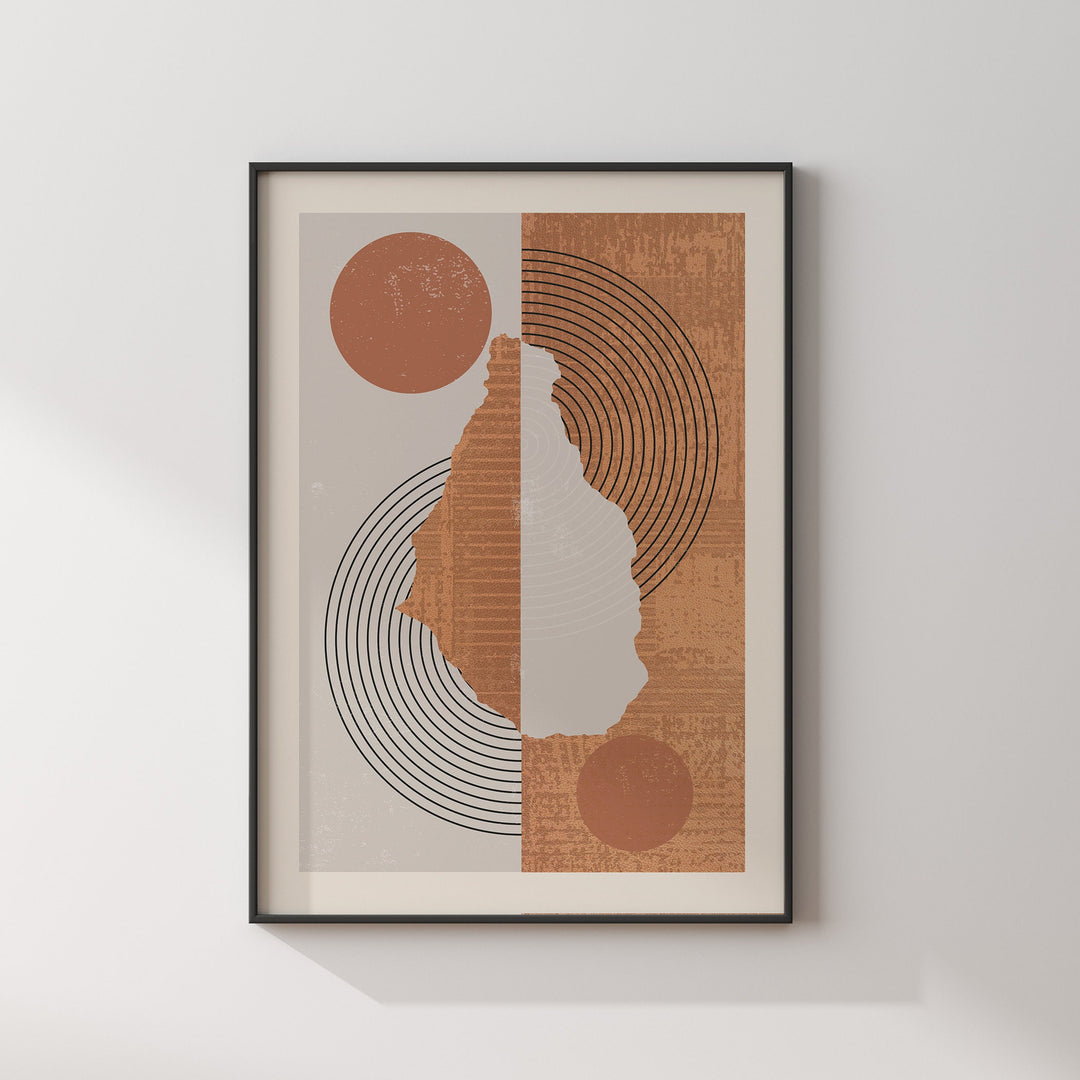 Montserrat Map Wall Art Print | Boho Mid Century